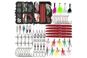 SHADDOCK 100pcs/box Fishing Lure Kit Tackle including Spinnerbaits, Plastic worms, Jig hooks, Lures, Spoons, Swivel Snap,Iron Weights, Fishing Accessories Kit