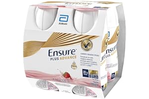 Ensure Plus Advance Supplemento Nutrizionale Ipercalorico ed Iperproteico |Formato bevanda| Alimento a fini medici speciali iperproteico| Confezione 4x220ml Gusto Fragola