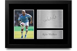 HWC Trading Kyle Walker Manchester City Man City Gifts Printed Signed Autograph Picture for Fans and Supporters - A4 Framed