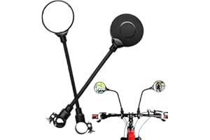 BEIIEB Paquete de 2 Espejos Convexos HD para Bicicleta - Aluminio, Ajustables, Fácil Instalación - para Montaña y Eléctrica (Negro)