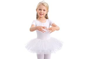 Aiseyi Ballettkleidung Ballettkleid Mädchen Pailletten Ballett Tütü Kinder Baumwolle Tanzkleid Kurzarm Balletttrikot Ballettanzug Ballett kleider Ballerina Tutu