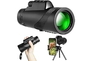 HAYCHE Monoculaire HD 80 x 100 haute puissance pour smartphone, vision nocturne, adaptateur de smartphone, télescope portable avec trépied pour l'observation des oiseaux, la chasse, le camping, les voyages