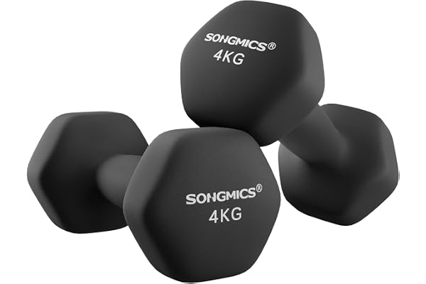 SONGMICS Lot de 2 haltères hexagonaux avec revêtement en néoprène pour entraînement de force, fitness à la maison