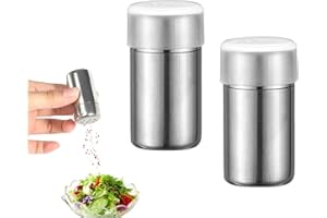 GLQSLQ 2 Stück Mini Salzstreuer, Portable Salz und Pfefferstreuer, Klein Gewürzglas, Edelstahl Mini Gewürzstreuer, Geeignet für Restaurants, Camping und Grill im Freien