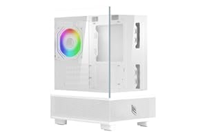 Noua Fobia L202 Case PC Micro-ATX, Design Mesh, Mini Tower Gaming Doppia Camera, Ventola ARGB 120mm, Pannello Frontale e Laterale Vetro Senza Cornice, Bianco