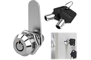 Lueden Thread Tubular Cam Lock 16mm Security Mailbox Lock Zinc Alloy Cabinet Drawer Cam Cylinder Locks Strengthen Thickened Barrel 90 Degree with 2 Keys Alike for Door Letterbox Toolbox Cupboard Post