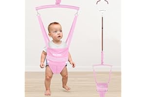 Slevoo Baby Door Jumpers, Oxford Cloth Baby Door Bouncer for 6-12 Months, Secure Clamp and Adjustable Strap Included (Pink)