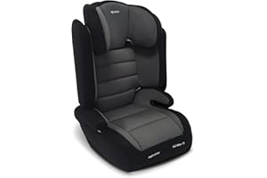 My Babiie MBCSB30 Highback Booster Car Seat - 100-150cm (Approx. 4-12 Years, Group 2/3), i-Size R129, Adjustable Child High Back Seat, Padded, 8 Position Headrest - Grey & Black