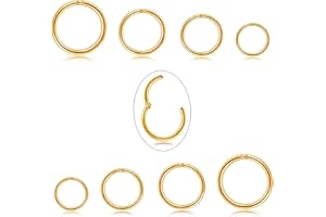 Milacolato 8Pcs 16G Acciaio Chirurgico Incernierato Clicker Segmento Anelli Nostril Hoop Helix Cartilagine Daith Ohr Tragus Sleeper Orecchini Corpo Piercing 6-12MM