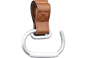 Vihir Crochet Poussette, Grand Crochet pour Poussette Universel, Accessoires de Poussette, pour Accrocher des Sacs, Sacs à Dos, Sacs à Main etc, Cuir PU+Alliage d'aluminium