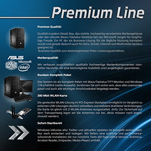 Premium PC Bundle [184406] Intel G4500 2×3.5GHz, 16GB DDR4, 1TB HDD, Intel HD 530 Grafik, ASUS, USB3, DVD, CR, Sound, WLAN, Maus, Tastatur, Win10 - 2