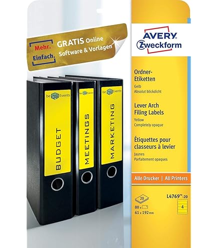 AVERY® Zweckform L6059-25 Ordnerrücken-Etiketten, 59 X 297 Mm, 30 Bogen 90 Etiketten Weiss 1290400