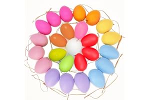 TENUEVO Ostereier zum Aufhängen, Handbemalte Osterdeko in tollen Farben, Kunststoff Osterei Ornament mit Schnur, Osterei Baum Hängende Dekoration für Schule Partybedarf Korb Stuffer Filler (Multicolour)