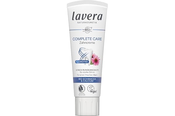 lavera Tandkräm komplett vård fluoridfri – 5x skydd – växtingredienser – echinacea & kalcium – vegansk – naturkosmetik – 75 m
