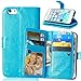 Produktbild UBMSA-Neue Luxus-Leder-Mappen-Schlag-Standplatz-Fall-Abdeckung Taschen and Schalen f¨¹r Apple iPhone 6Plus 6splus [Eingebaute 9 Kreditkarten Slots]