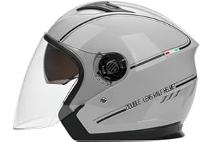 LIONCIANO Casco Semiaperto Adulto con Doppia Visiera, Casco Moto Demi-Jet Moto Cross Casco Scooter Caschi Motorino Vintage, Piloto Urbano Helm