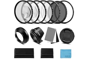 Fotover 49mm Objektiv Filter Kit:UV CPL-Polarisation Einstellbare ND Filter ND2-ND400 Makrolinsen Filter Set +1,+2,+4,+10 Gegenlichtblende Graukarte kompatibel Canon Nikon Sony Olympus Kamera