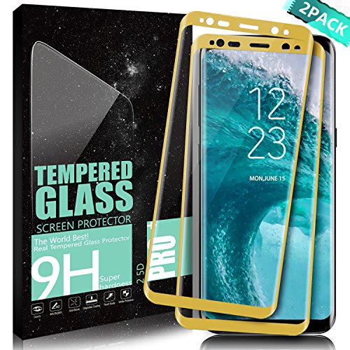 Verre Trempé Galaxy S8, DanTeng [Lot de 2] Couverture Complèt Film Protection en Verre Trempé écran Protecteur Vitre Pour Samsung Galaxy S8 Anti Rayures, Ultra Résistant Dureté 9H 