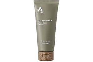 Arran Sense of Scotland Lochranza Moisturising and Nourishing Vegetable Oil Shave Cream for Men (100ml/3.3floz) Woody Patchouli and Vetiver Enhanced with Fresh of Lemon and Grapefruit