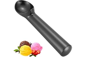 KWQINX Ice Cream Scoop, Non-Stick Anti-Freeze one-Piece Aluminum Scoop, Heavy-Duty and Durable Design, Strong and Durable Easy to Clean, Suitable for ice Cream, Mashed Potatoes, Sorbet, Meatballs (Black)