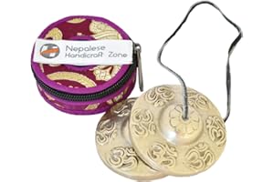 NEPALESE HANDICRAFT ZONE NHZ Tingsha Tibetan Meditation Bell/Finger Cymbals with free Silk Case (Silver)