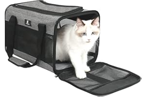 X-ZONE PET Airline Approved Soft-Sided Pet Travel Carrier for Dogs and Cats (Medium, Grey)