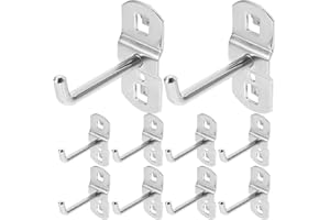 Veemoon Shelf Square Holes Pegboard Hooks, 12pcs Iron Pegboard Mount Hanger Heavy Duty Supermarket Shelf Rack Hook Wall Metal Peg Board Grid Tool Organization for Garage Market Kitchen, 5CM