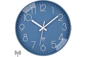 VIVILINEN Zegar sterowany radiowo, bezgłośny, bez odgłosów tykania, nowoczesny zegar ścienny, bezgłośny, nietykający, do salonu, sypialni, biura, kuchni, 30 x 30 cm