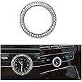 Pursuestar Bling Crystal Silver Car Central Console Round Clock Decoration Ring Cover Decals Trim for Mercedes Benz C E S GLC Class W213 E200 E300 C180 C200 C260 C300