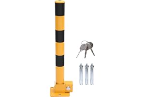 TOPWAY Barriera Parcheggio Auto Dissuasore Posta Pieghevole Palo di Barriera di Blocco del Parcheggio per Auto, Giallo e Nero, 60cm Altezza