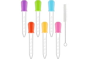 ILLUVA 5ml Pipette Contagocce Plastica Pipetta Dropper in Silicone con Spazzola Pulita, Dispenser Liquido Dropper Trasferimento per Caramelle Gommose, Animali Domestici, Piante, 6 Pezzi