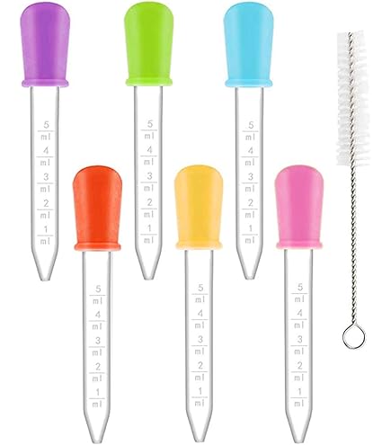 Pipet, 6 stuks van 5 ml, siliconen kunststof pipetten en 2 stuk
