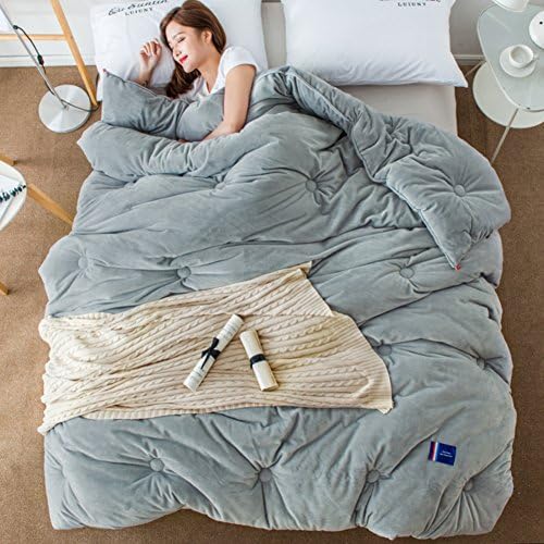 DW&amp;HX Antarctic people flannel velvet quilt quilts thick warm comforter duvet quilt ultra soft blue full queen pattern against allergies-grey 200x230cm(79x91inch)