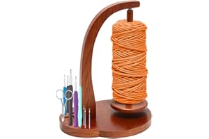 RANJIMA Wool Unwinder, Rotating Magnetic Wool Ball Holder for Crochet and Knitting Accessories, Yarn Holder Wool Yarn Roll Holder Wool Unwinder Wooden Wool Holder, Christmas Gifts for Crochet Lovers