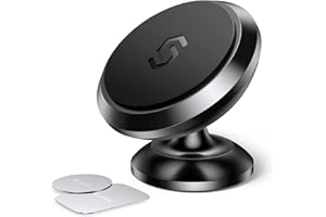 SYNCWIRE Samochodowy uchwyt na telefon komórkowy z magnesem, regulowany 360°, magnetyczny uchwyt na deskę rozdzielczą, kompatybilny ze smartfonami/iPhone/Samsung/Huawei itd., kolor czarny