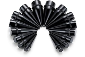 FUNSEEDRR Fundseeder 8 par de acrílico Blanco Negro Oreja Camilla Kit oído epaper Camilla Kit 6-20 mm