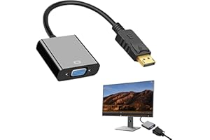 DOMICUBES DisplayPort to VGA Adapter, Gold-Plated DisplayPort Input to VGA Output Adapter, DP to VGA Adapter (Male to Female) DisplayPort to VGA Converter for Laptop, Computer, Monitor and Projector