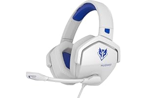 NUBWO N16 Gaming Headset – Mikrofon mit Geräuschunterdrückung, Stereo Sound und Komfortables Design für PS5, PS4, Xbox One, NS, PC, Laptop und Mac - Weiß/Blau