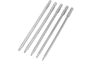 HONGCHAOUS 5 sztuk 150mm długie wkrętaki Torx 1/4 Cal trzpień sześciokątny T10-T30 magnetyczna gwiazda bezpieczeństwa BST zestaw końcówek wkrętakowych o długości 150mm
