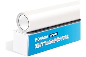BOSADA Heat Transfer Vinyl 12" x 5ft HTV Iron on Transfer Paper for DIY Clothing,Logo,Hat,Fabric (White)