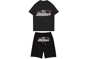 GENERIC 2 Pezzi Tuta Trapstar Uomo Donna, Completo Trapstar London Unisex Jogging Trapstar Shooters Maglietta Trapstar e Pantaloncini Tuta Sportiva Primavera Estate