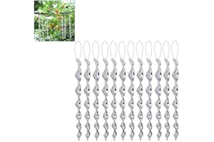BSTCAR 12 sztuk odstraszające ptaki, odstraszające ptaki wiatr skręcające się odblaskowe ptaki odstraszacz pręty skuteczne i atrakcyjne wiszące odstraszacze ptaków, srebrne