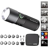 AMBITFUL Handheld LED Photography Flashlight,4 Colors Portable Photography Spotlight with 20 Gobos,8400mAh Aluminum Alloy Rec