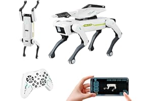 LEOM Smart AI Robot Dog, Voice/App/Remote Control, Support Action Programming, Interactive Stem Pet Robot Durable Design for Kids Age 6+ (Compatible with iOS/Android) (Standard With Shooting Feature)