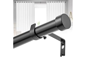 Coyfa Barra de Cortina Ajustable 76–225 cm, Ø 25 mm, Barra de Cortina de Metal Negro Extensible y Segmentada con Soportes y Remates, para Salón, Dormitorio y Oficina