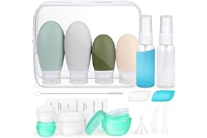 Opret Bottiglie da Viaggio in Silicone 18 Pezzi, 100ml 60ml Kit da Contenitori Flaconi da Viaggio Riutilizzabili, per Shampoo Bagnoschiuma Liquidi Lozione, Approvato dalla TSA