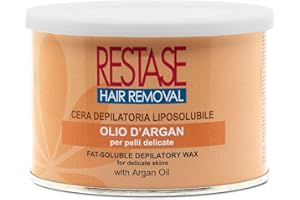RESTASE | Cera Depilatoria Liposolubile, Olio d'Argan, Pelli Delicate, 400 ml, Made in Italy