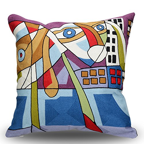 Top Finel Komfortable Stickerei Kissen Kissenbezug Sofa Abdeckung Haus Dekor Dekokissen Decorative Pillow Kissenhülle Quadratisch Auto Dekoration 45*45cm,4er Set (KD005G) - 4