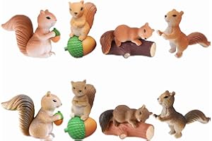 XLWEN 通用 Figuras de Ardilla en Miniatura, 8 Piezas Mini Ardilla Animal Figuras, Estatua de Ardilla, Decoración de Jardín, Adecuado para Jardín, Balcón, Patio, Decoración de Pasteles