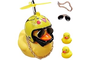 ACEDOAMARE Duck Bike Bell, Cute Rubber Yellow Duck Bicycle Accessories with LED Light Propeller Helmet Squeeze Horns for Cycling Motorcycle Car Handlebar Bicycle